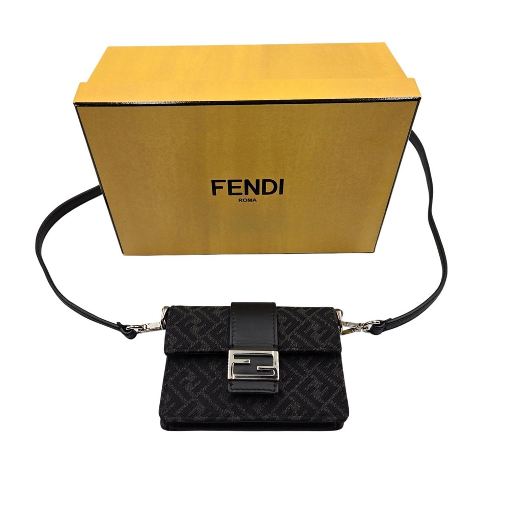 Fendi Mini Baguette Monogram Canvas Leather Strap Authentic NWOT - Picture 1 of 10